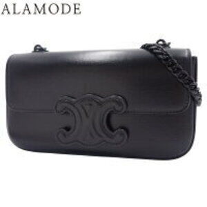 Celine Cuir Triomphe Chain Shoulder Bag Black Calfskin